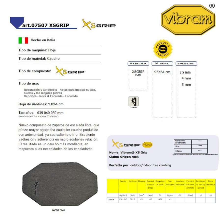 VIBRAM PLANCHA 7507 XS GRIP PIE DE GATO